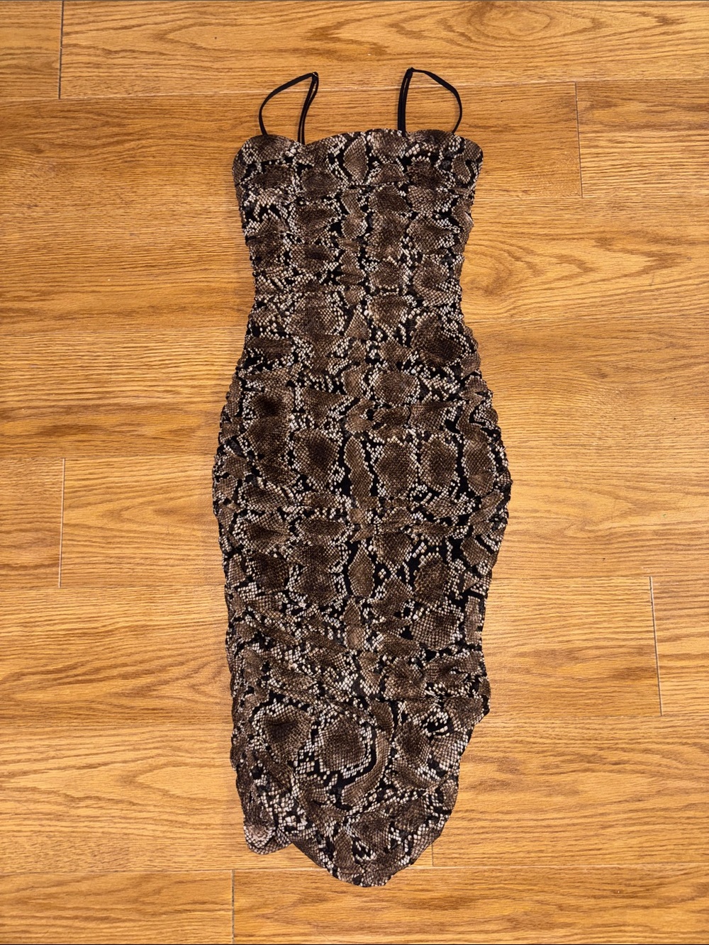 Babaton Brown Snake-Print Midi Dress